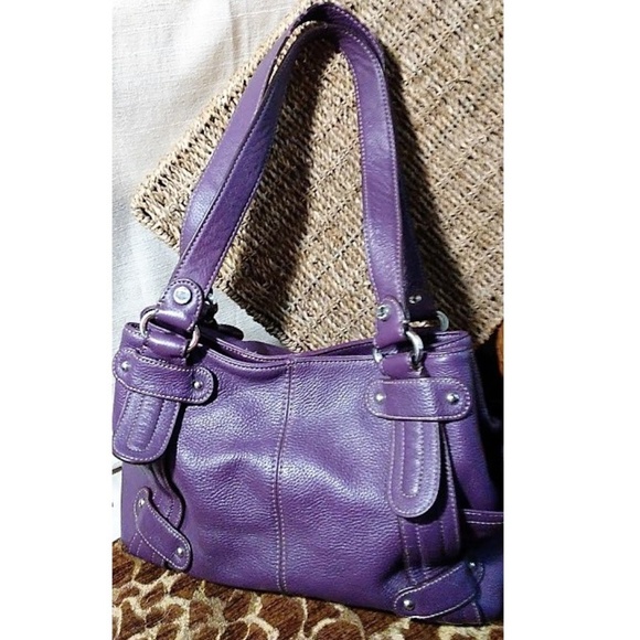 Tignanello Handbags - Tignanello Purple Leather Satchel